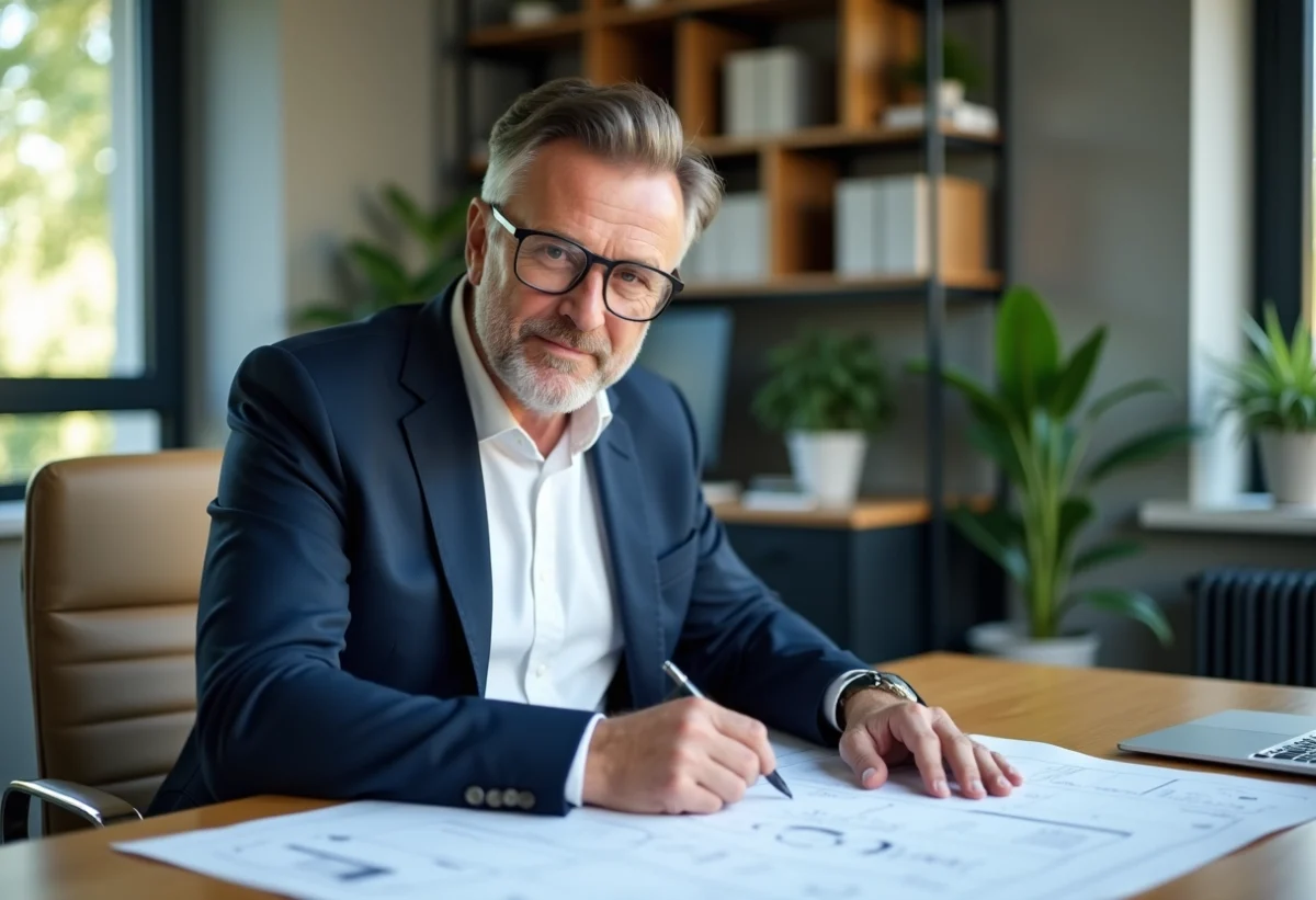 Consultant énergie renouvelable en bureau moderne