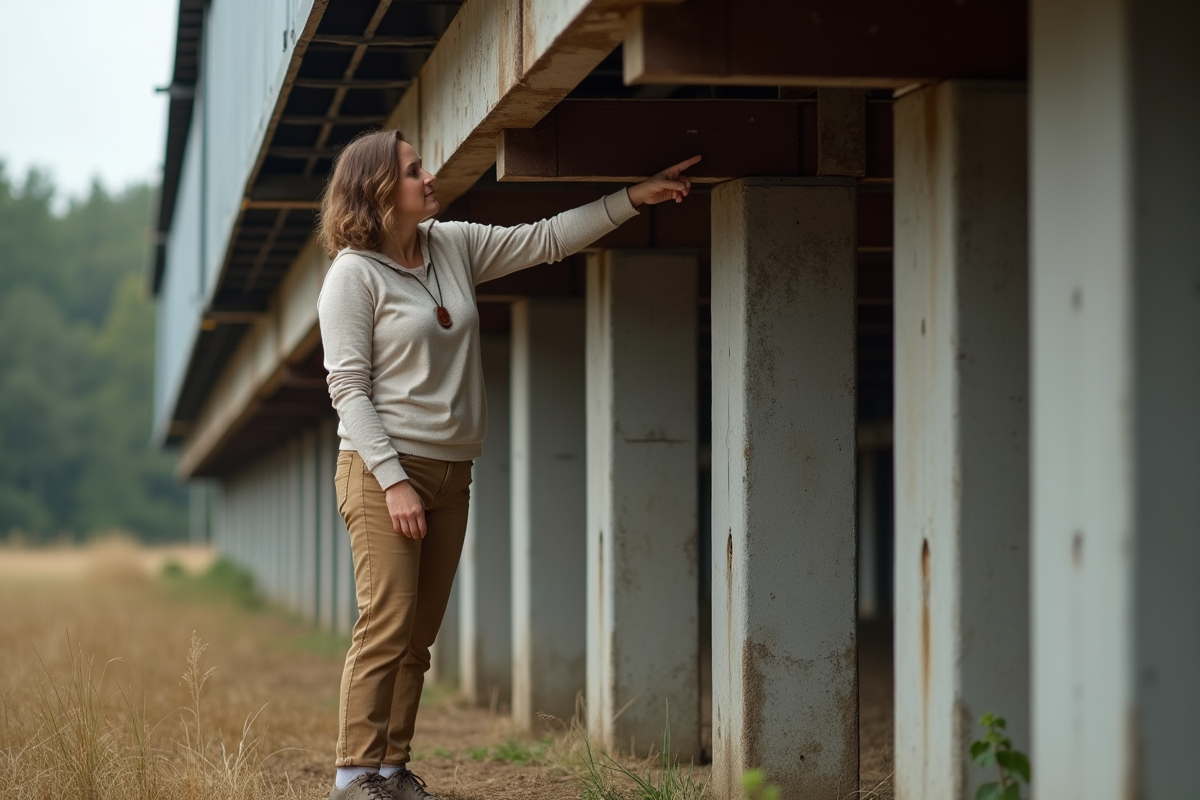 Femme inspectant la base d