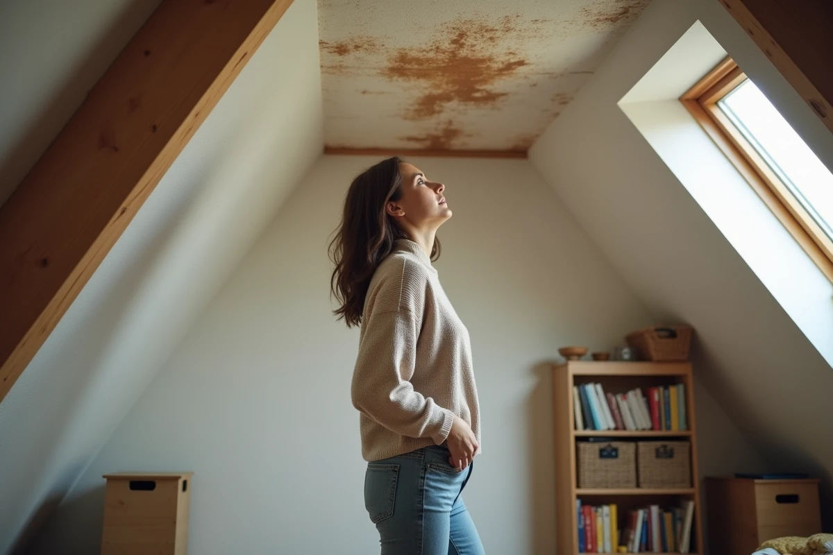 Femme regardant une tache d