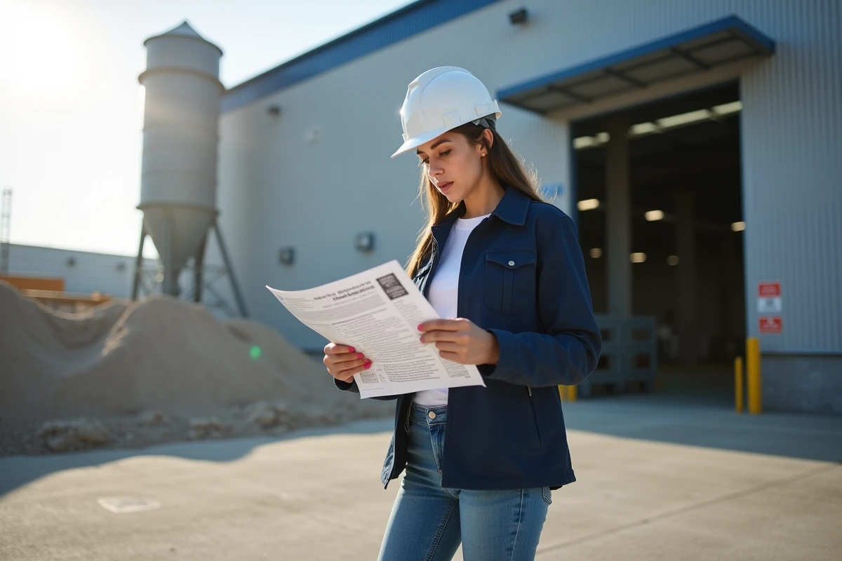 Jeune ingénieure civile vérifiant un manuel technique