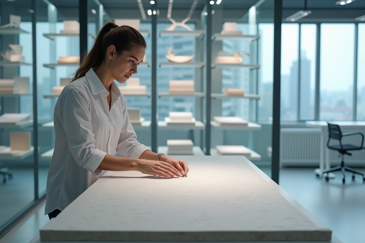 Jeune ingénieure inspectant un panneau composite fini